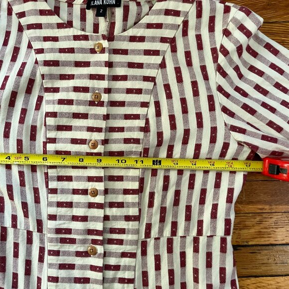 Ilana Kohn Rose Midi Dress Dobby Dot Sz. 2 (S) Red and White Geometric Print - Picture 13 of 16